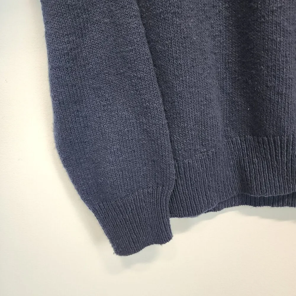 J.Crew Mens Pullover Sweater Size M Dark Blue 100% Cotton Preppy Classic Dad